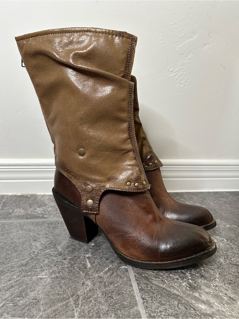 Durango 3 in 1 Brown Leather Heeled Western Boots Size 7M Fall Winter
